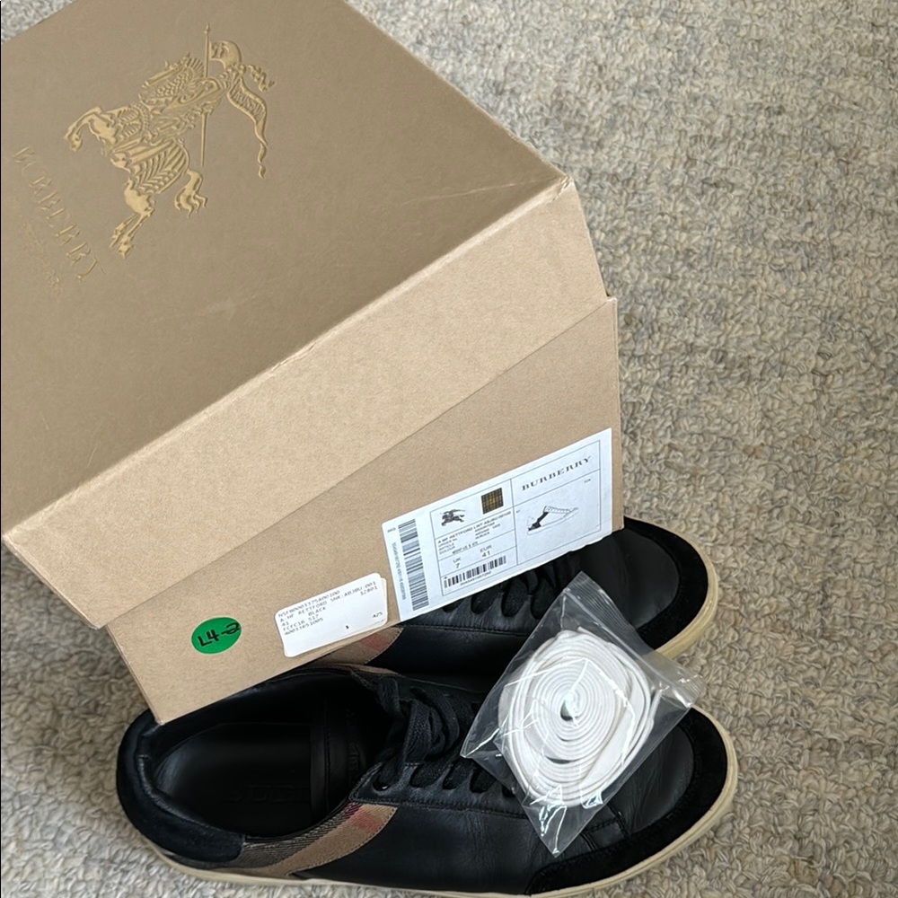 Men's Black Lightly Warn Burberry Sneakers - Picture 5 of 5